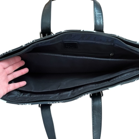 Buxton Laptop Bag Black and White Faux Reptile 18” x 13” - Picture 7 of 12